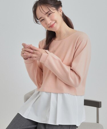 シャツレイヤード風トップス