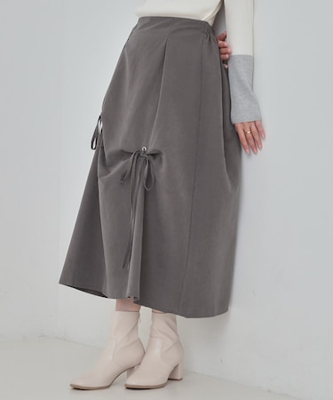 リボンタック ピーチ起毛 フレアスカート