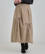 リボンタック ピーチ起毛 フレアスカート