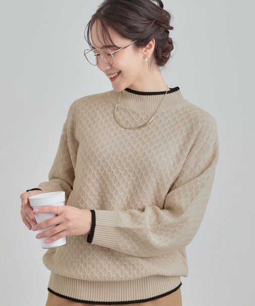 【洗える/毛玉レス】ダイヤ柄ゆるニット