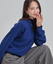 【洗える/毛玉レス】ダイヤ柄ゆるニット