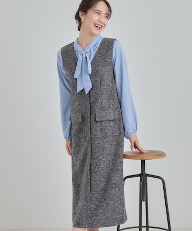 【S-LL】甘すぎない大人のツイード調ジャンスカ