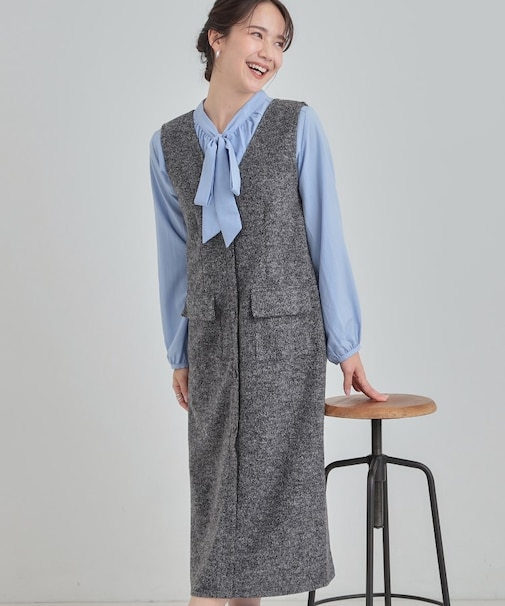 【S-LL】甘すぎない大人のツイード調ジャンスカ