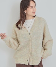 ブークレカラーVネックカーディガン