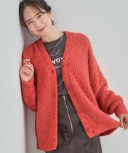 ブークレカラーVネックカーディガン
