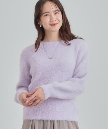 【S-LL】きらっと華やか ふんわりラメフェザーニット