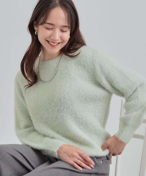 【S-LL】きらっと華やか ふんわりラメフェザーニット