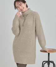 【洗濯機可/S-LL】女性らしい美シルエット ニットチュニックワンピース