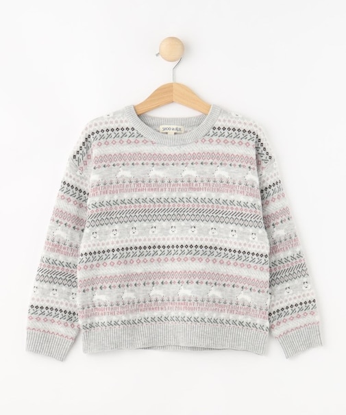 【旭山動物園応援商品】ノルディック柄 モールニット