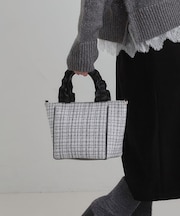 フリルハンドルツイードトートバッグ