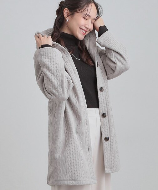 裏側ベロアジャージであったか キルトジャガードコーディガン