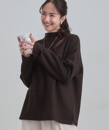 【あったか】モックネックニットソートップス