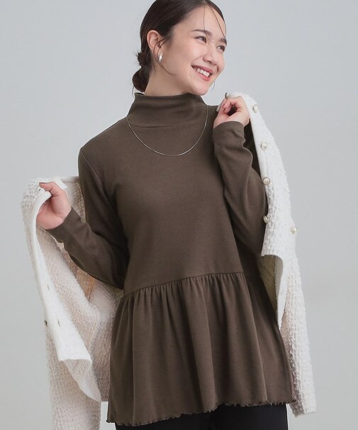 ペプラムリブトップス