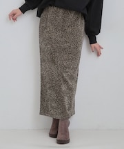 【あったか】両面起毛 ベロアレオパード柄スカート