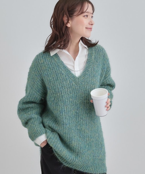 ふわふわタッチ Vネックニットチュニック