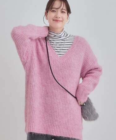 ふわふわタッチ Vネックニットチュニック