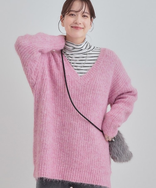 ふわふわタッチ Vネックニットチュニック