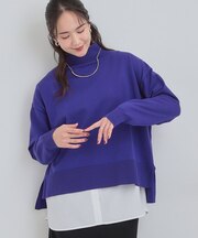 【2点セット/S-LL】時短で決まる もちもちニット＆裾シャツインナー