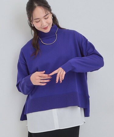 【2点セット/S-LL】時短で決まる もちもちニット＆裾シャツインナー