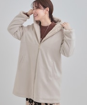 【S-LL】マットな色味が大人な雰囲気 スエード調フードコート