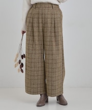 【あったか】チェック柄ワイドパンツ