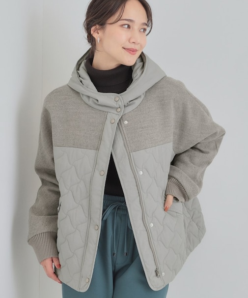 異素材キルトフードブルゾン