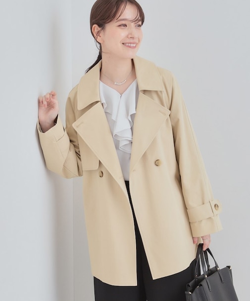 【S-LL/撥水】通勤やお出かけにも活躍 ミドルトレンチコート