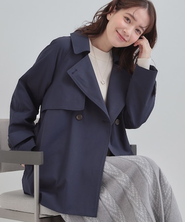 【S-LL/撥水】通勤やお出かけにも活躍 ミドルトレンチコート