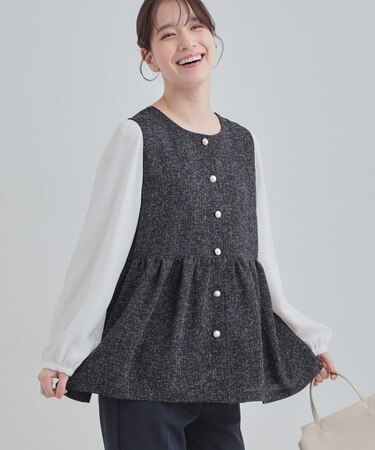 時短できちんと見えが叶う フェイクレイヤードブラウス