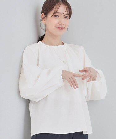【洗濯機可/S-LL】ぽわんとしたお袖が愛らしい ジレスタイルに合うブラウス