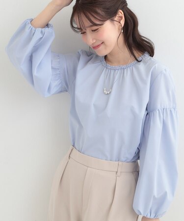 【洗濯機可/S-LL】ぽわんとしたお袖が愛らしい ジレスタイルに合うブラウス