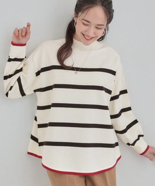 【美品】ボーダー　ニット 洗える／毛玉レス】ポンチョ風ボーダーニット｜シューラルーの通販