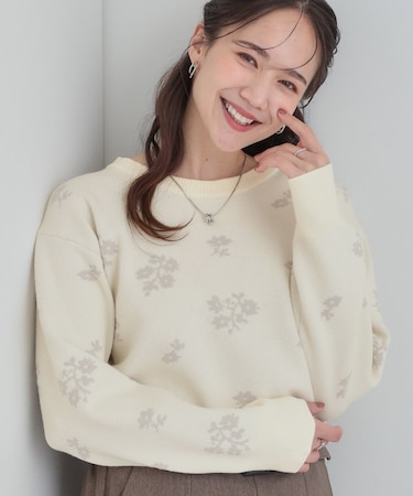 【S‐LL】大人上品な レトロフラワーニット