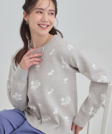 【S-LL】大人上品な レトロフラワーニット