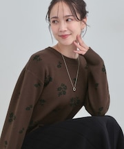 【S-LL】大人上品な レトロフラワーニット