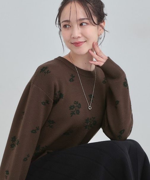 【S-LL】大人上品な レトロフラワーニット