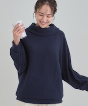 お顔周りをスッキリ見せるオフタートルリブドルマン