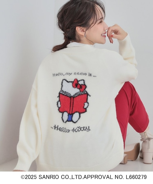 【HELLO KITTY コラボ】Vネックジャカードカーディガン
