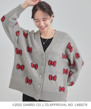 【HELLO KITTY コラボ】Vネックジャカードカーディガン