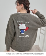 【HELLO KITTY コラボ】Vネックジャカードカーディガン
