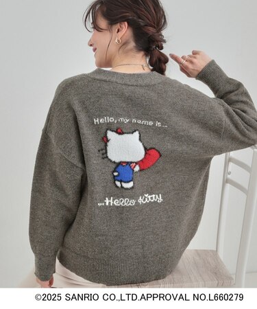 【HELLO KITTY コラボ】Vネックジャカードカーディガン