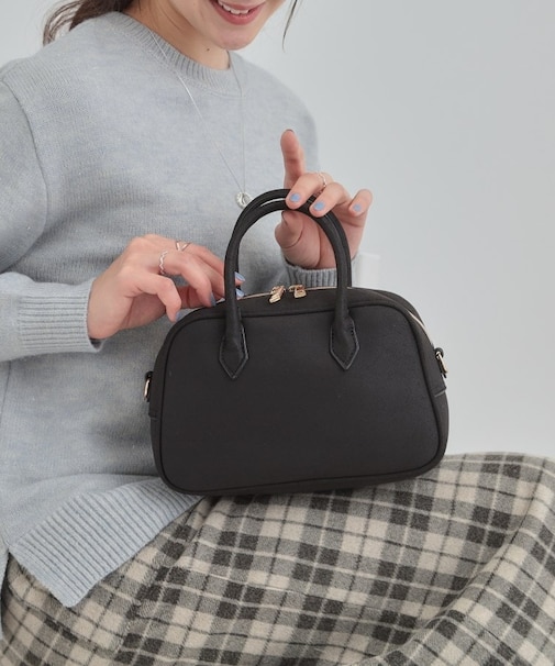 スエード調ボストンバッグ