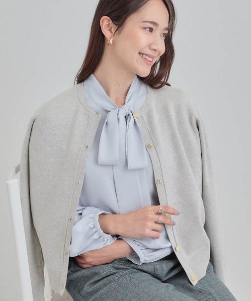 【洗濯機可/S-LL】すっきり見えでやわらかタッチな クルーネックカーディガン