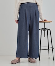 【シューウォーム】デニム風裏起毛ワイドパンツ