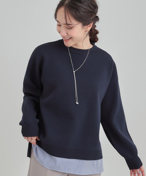 【洗濯機可/S-LL】さらに軽くなった スポンディッシュ裾フェイクトップス