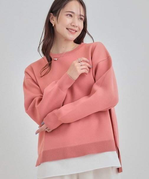 【洗濯機可/S-LL】さらに軽くなった スポンディッシュ裾フェイクトップス