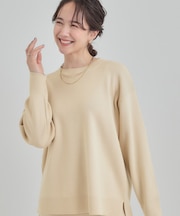 【洗濯機可/セットアップ可/毛玉になりにくい】クルーネックニット