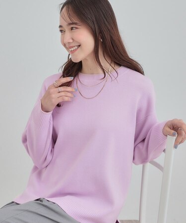 【洗濯機可/セットアップ可/毛玉になりにくい】クルーネックニット