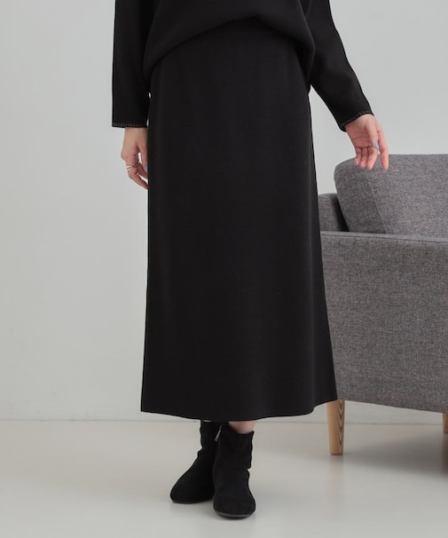 【洗濯機可/セットアップ可/毛玉になりにくい】心地よく穿ける ニットナロースカート