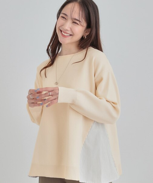 【洗濯機可/S-LL】Aラインで体型カバー。スポンディッシュ サイドフェイクトップス